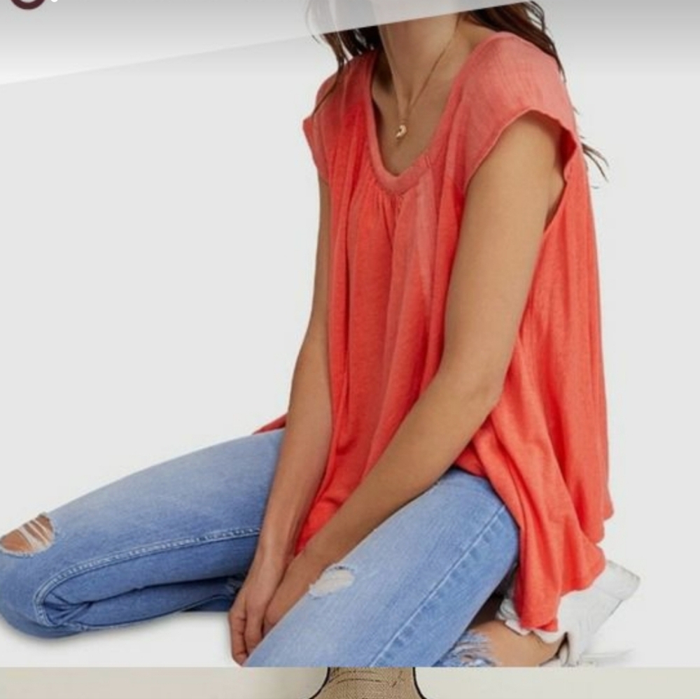 Free People Coral Short Sleeve Tee